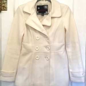 Body Central Women’s Cream Pea Coat Jacket Size Small